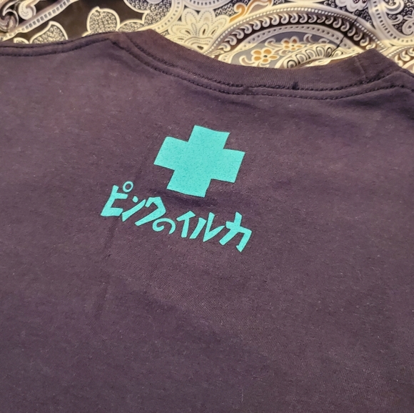 Pink Dolphin Tee, Navy Teal Pink, Size Medium - Picture 6 of 6